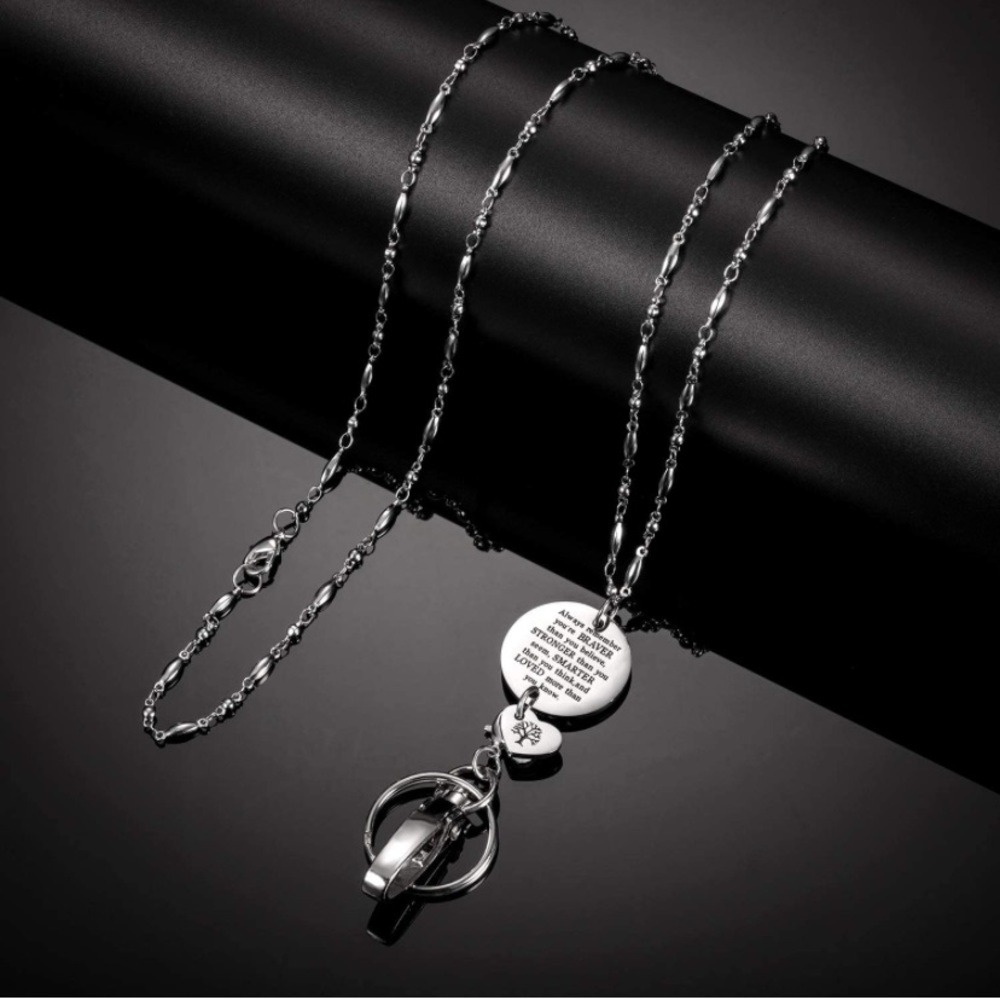 🆕 crimmy - fashion id necklace lanyards for women - stainless steel chain id ….